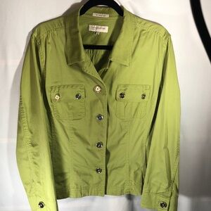 NWOT JONES NY Sport Collection Green Utility Stretch Jacket Vibrant Spring Style